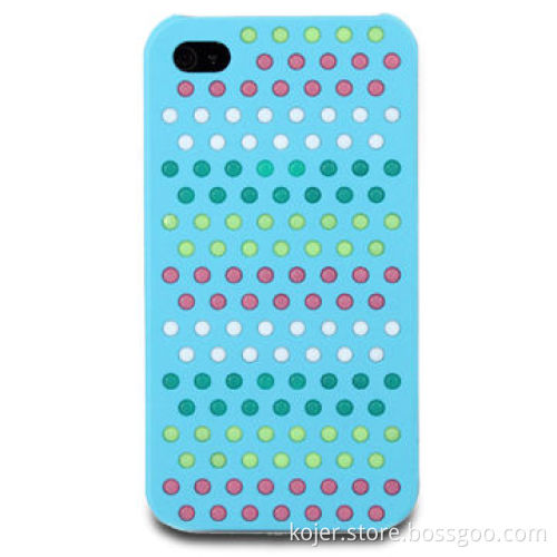 Plastic Case for Apple's iPhone 4, Inlayed with Colorful Small Beads Made of Silicone
